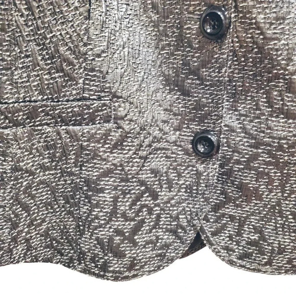Chico's Y2K Vintage Dark Silver Gray Metallic Jacquard Textured Jacket Blazer 3 - Picture 6 of 12